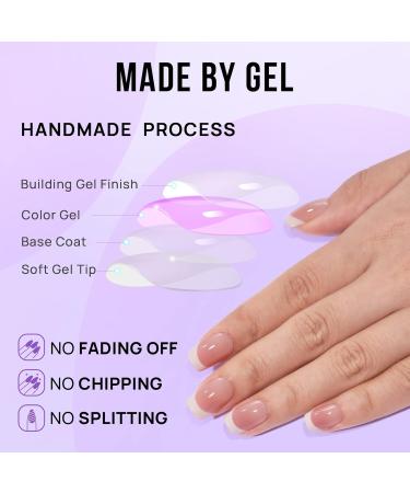 Buy Bartbox French Press-On Nails - Short Square Artificial Nails (30 Pieces) with Glue | White & Pink - Perfect for Women & Girls - Buy Online on GoSupps.com
