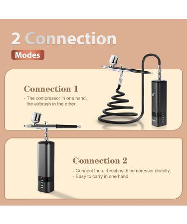 Cordless Airbrush Kit with Compressor | Handheld Mini Air Brush Gun Set - Portable 32PSI High Pressure for Painting, Tattoo, Nail Art, Makeup, Cake, Barber Black - Buy Online on GoSupps.com