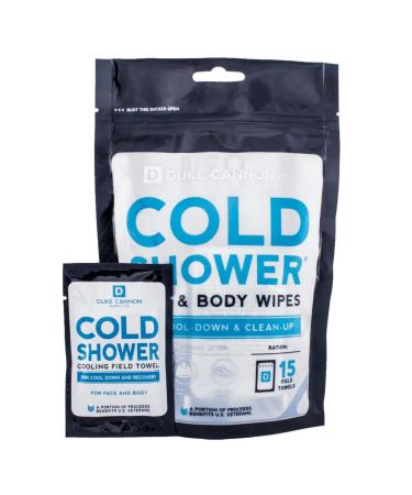 Duke Cannon Supply Co. - Cold Shower Field Towels, Cold Shower (15 Individually Wrapped) Face and Body Wipes to Provide a Cold Shower Feeling