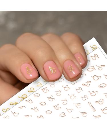 10 Sheets Letters Nail Stickers Calligraphy Nail Art Metal Style Self-Adhesive Vintage Nail Art Stickers Retro 3D Nail Stickers for Nail Art Decoration Nail Accessories - Buy Online on GoSupps.com