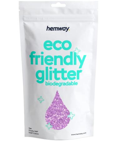 Hemway eco Friendly Biodegable Glitter 100g / 3.5 ounces Bio Cosmetic Safe Sparkle vegan for the face eyeshadow body hair nail and festival makeup - 1/40 "0.025" 0.6mm - lavender lavender purple