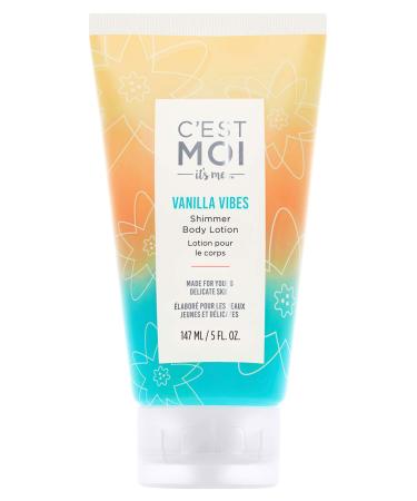 C'est Moi Vanilla Vibes Shimmer Body Lotion | Organic Shea Butter Avocado Oil Flaxseed Oil & Aloe Hydrating Provides Subtle Natural Glow Moisturizer Hydrating Gentle 5 fl oz