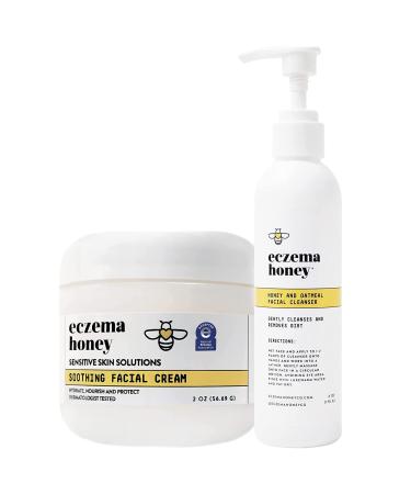 ECZEMA HONEY Oatmeal Facial Cleanser - Soothing Facial Cream - Bundle for Sensitive & Dry Skin - Cruelty Free