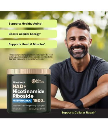 NAD Supplement 1500mg Liposomal Nicotinamide Riboside 300mg Trans-Resveratrol NAD Nicotinamide Riboside Resveratrol NMNH Alternative NAD Supplement for Anti Aging Cell Regeneration 120 Capsules - Buy Online on GoSupps.com