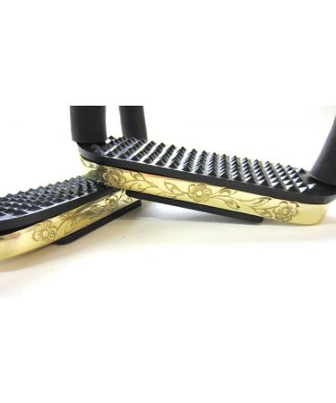 Buy PS Horse Articles Noble Safety Stirrup - Gold Brass with Joints & Floral Design | International Shipping - Buy Online on GoSupps.com