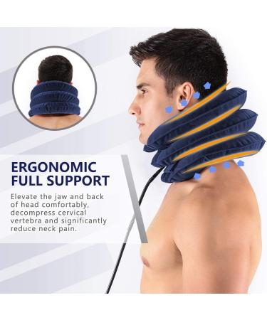SI WEI Inflatable Cervical Neck Traction Device - Adjustable Neck Stretcher for Instant Pain Relief and Decompression - Blue - Buy Online on GoSupps.com