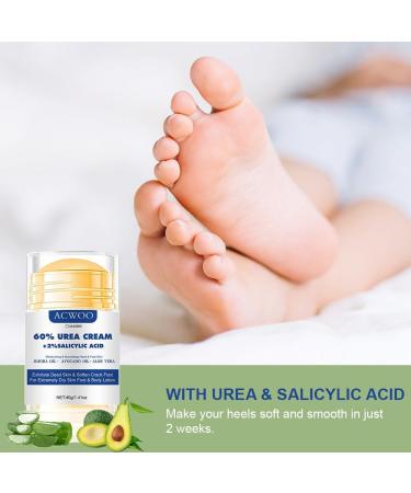 ACWOO Urea Foot Cream 60 Percent Plus 2 Salicylic Acid 2 pieces Urea Cream for Feet Nourishing Foot Cream for Cracked Heels and Dry Skin Deeply Moisturizing Repairing Cream for Cracked Heels - Buy Online on GoSupps.com