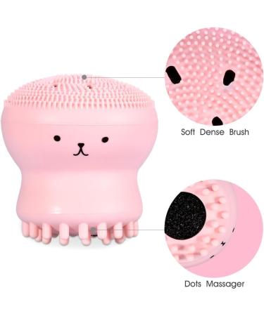 Face Cleansing Brush Silicone Facial Cleansing Brush Octopus Shape Waterproof Face Scrubber Exfoliator Pore Cleanser Brush for Deep Cleansing Blackhead Removal Suitable All Skin Types Pink - Buy Online on GoSupps.com