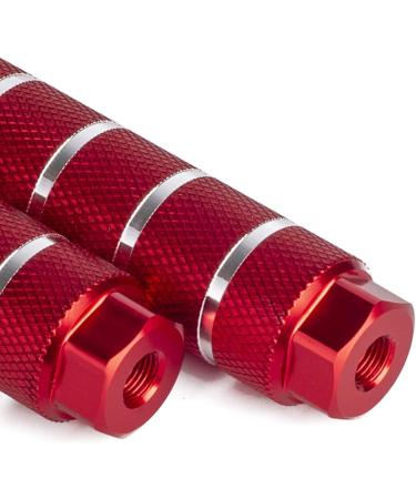 Small Star Bike Pegs 2Pcs Aluminum Alloy Anti-Skid Foot Pegs for 3/8 inch Axles - Red Stripe - Buy Online on GoSupps.com