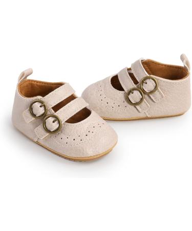 Baby Girls Mary Jane First Walking Shoes | Anti-Slip Princess PU Leather Infant Shoes (0-6 Months) - F Banki - Buy Online on GoSupps.com