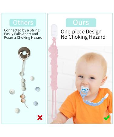 BABYSUN 2 in 1 Baby Silicone Pacifier Clip - BPA Free Teething Binky Holder for Boys and Girls - Perfect Gift for Baby Shower and Birthdays - Blue + Pink Design - Buy Online on GoSupps.com