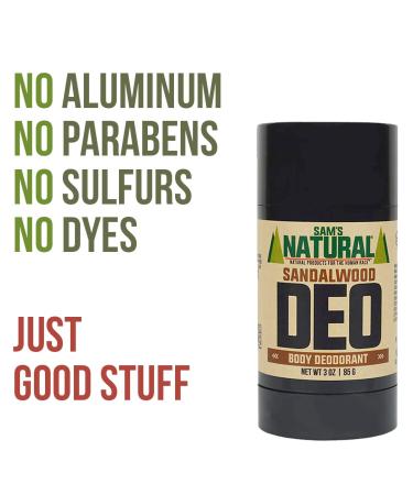 Sam s Natural Deodorant - Sandalwood - Holiday Gifts - Stocking Stuffers - Aluminum Free DEO - No phthalates parabens sulfates or dyes - For Men Women Unisex - Vegan Cruelty Free - 3 oz - Buy Online on GoSupps.com