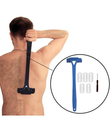 Amagogo Back Razor for Men - Easy DIY Grooming Long Handle Wet/Dry Use Foldable - Blue - Buy Online on GoSupps.com