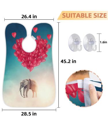 Elephant Love Heart Beard Bib Apron - Non-Stick Waterproof Hair Catcher for Men | Grooming Cloth with Suction Cups | Perfect Gift for Shaving & Trimming - Buy Online on GoSupps.com