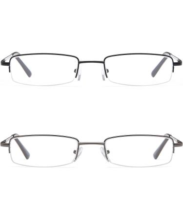 DOUBLETAKE Reading Glasses 1.75x - 2 Pairs with Compact Case | Semi Rimless Readers - Buy Online on GoSupps.com