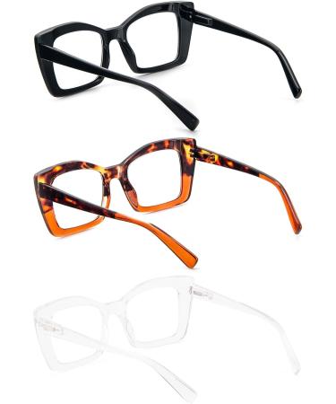 Large Rectangular Frame Non-Prescription Eyeglasses | Anti-Blue Light & Anti-Eyestrain | 3pc Set for Gaming & Computer Use - International Shipping Available - Buy Online on GoSupps.com