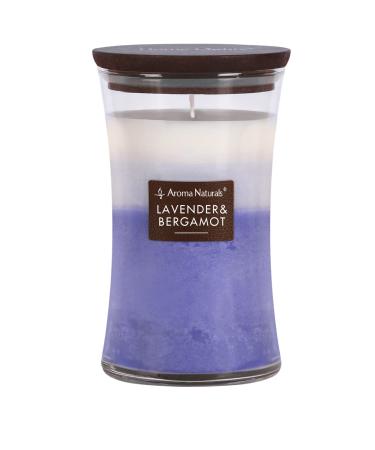 Aroma Naturals 3-Layer Scented Candles 21.52 oz Large Candle with Hourglass Aromatherapy Candles Burns Up to 100 Hours Wooden Lid (Lavender & Bergamot)