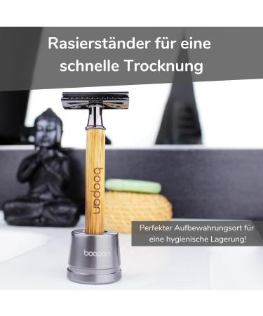 BOOpan Premium Razor Hobel Set - Eco-Friendly Bamboo Shaving Kit for Men & Women | Includes Razor Blades Stand & eBook - Perfect Gift Set - Buy Online on GoSupps.com