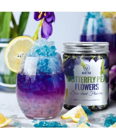 Organic Blue Butterfly Pea Flower Tea - Natural Colorant for Food & Beverages | 150 Cups | GMO & Gluten Free | Farm Packed in Recyclable PET Jar - Buy Online on GoSupps.com