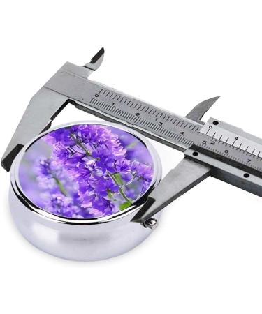 Purple Lavender Flowers Mini Round Pill Box | 3 Compartment Portable Organizer for Travel & Home - Buy Online on GoSupps.com