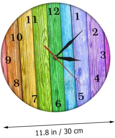 Zerodeko Color Wood Grain Wall Clock Yellow Bathroom Decor 3d Clock Shower Clock Retro Clock Mute Hanging Clock Colorful Wall Clock Wooden Clock Household Acrylic Wall Hanging - Buy Online on GoSupps.com