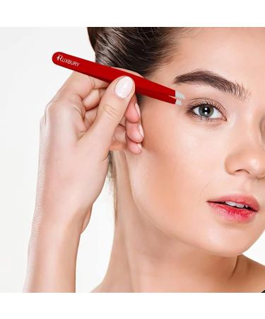 Ruxbury Tweezers Professional Slanted Tweezer for Facial Hair Women & Men Stainless Steel Silver Color Precision Tweezers for Ingrown Hair Tweezers with Blister Packaging (Red) - Buy Online on GoSupps.com