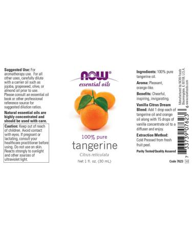 Now Foods Tangerine Essential Oil 1 fl oz - Pure Citrus Aromatherapy - Buy Online on GoSupps.com