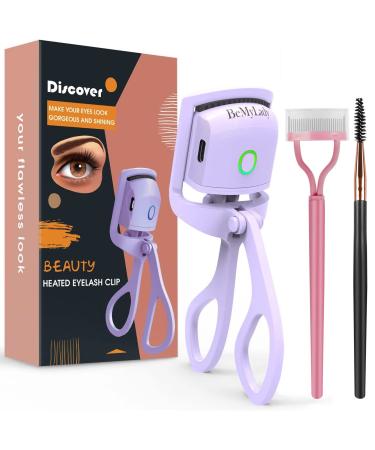 Heated Eyelash Curler, BeMyLady Electric Eyelash Curler, 2023 Heated Eyelash Clip with Eyelash Separator & Brush, Professional Lash Curler for All Eye Shapes, Ideal Gift for Women Girlfriend, Purple Purple Rose Red