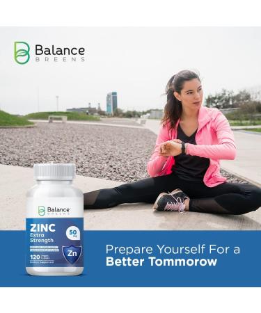 Balance Breens Zinc Extra Strength 50mg - 120 Vegan Non-GMO Tablets for Immune Support and Energy Boost - Buy Online on GoSupps.com