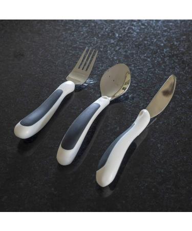 NRS Healthcare Kura Care Adult Cutlery Set - Easy Grip, Black & White - Single - Buy Online on GoSupps.com