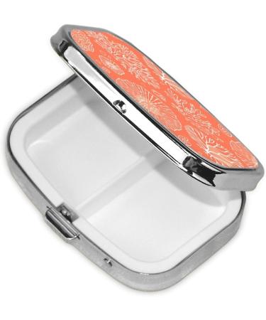 Marine Theme Corals Pill Box - 2 Compartment Portable Metal Pill Organizer for Vitamins - Travel-Friendly Pill Holder for Purses - Buy Online on GoSupps.com