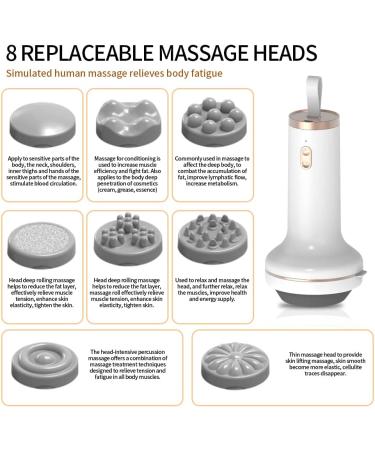 CHAKGER Handheld Electric Cellulite Remover Massager with 8 Massage Heads - Wireless Full Body Slimming Massager for Muscles, Legs, Butt, Thighs - Drain Massage Function - Buy Online on GoSupps.com