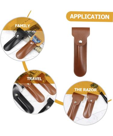 Fomiyes Razor Storage Case - Travel Bag for Razor & Shaving Accessories | PU Leather 16.5x4.2x1cm Brown - Buy Online on GoSupps.com