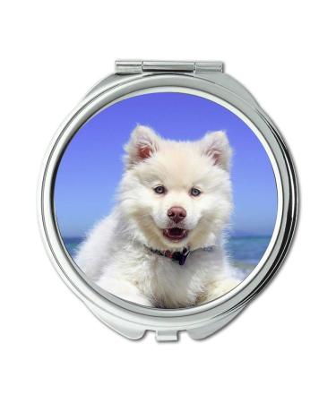 YENDOSTEEN Mirror Travel Mirror Beach Puppy Dog Finnishlapphund Animal Summer pocket mirror portable mirror