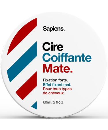 Sapiens Barbershop Men's Styling Wax 60 ml - Natural Hair Wax Matte Effect - Strong Hold - Made in France - Professional Quality Styling Product - Fresh Menthol Scent