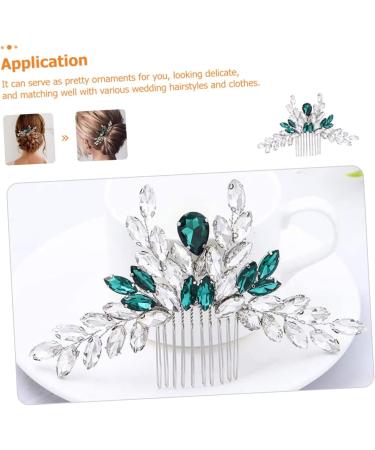 Ipetboom Bridal Comb Crystal Hair Comb Hair Side Flower Hair Combs Green Rhinestone Hair Clip Crystal Headpiece Styling Hair Clips Alloy Western Style Accessories Dinner Party - Buy Online on GoSupps.com