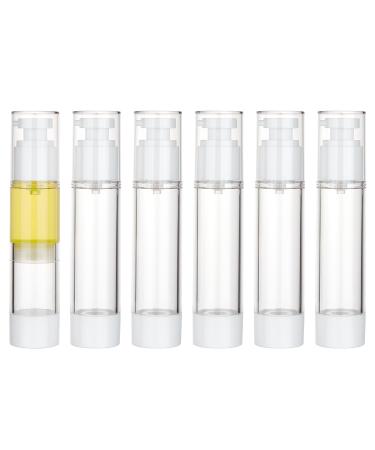 NICENEEDED 6 PACK 50ML Airless Lotion Pump Bottle Clear Vacuum Cosmetic Cream Dividing Bottle Travel Dispenser Refillable Containers for Foundation and Shampoo
