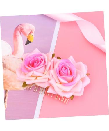 Housoutil 1pc Rose Hair Accessories Flower Girl Hair Accessories for Wedding Bridal Hair Accessories Macrame Garland Red Rose Flower Hair Comb Metal Trim Fork Comb Pink Bride Roses - Buy Online on GoSupps.com