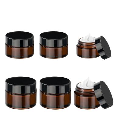 Gauato 6 pieces glass intellers 20ml+30ml brown las cream cans for filling cosmetics container Small cream intention ohrodic doses empty box with lid and liner for cosmetics lotion creams set 20ml+30ml