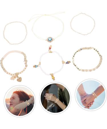 SEWACC 6pcs Beaded Bracelet Lockets Trendy Gifts Charm Bracelets Decor Boho Gifts The Gift Bohemian Bracelet Handmade Bracelet Women Wrist Jewelry Bracelet for Women Pendant Manual Travel 6.50X6.50X0.50CM White - Buy Online on GoSupps.com