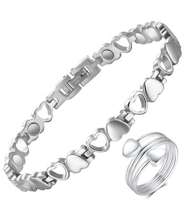 Vicmag magnetic bracelets for women made of titanium steel 3500 gauss magnets gift with distance tools (love heart design for women) - Buy Online on GoSupps.com