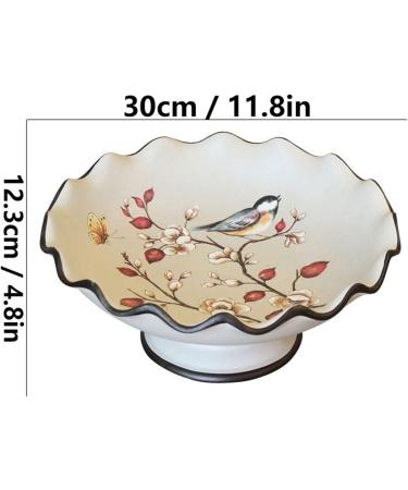 Fruit Bowl Fruit Dish New Chinese Retro Handmade Round Wave Pattern Ceramic Fruit Bowl Living Room Kitchen Decor Fruit Plate Candy Bowl Fruit Plate - Buy Online on GoSupps.com