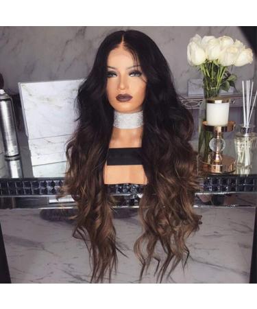 Hairpieces Women s Long Full Head Wigs Natural Curly Wavy Hair Ombre Dark Roots Heat Resistant Synthetic Wig