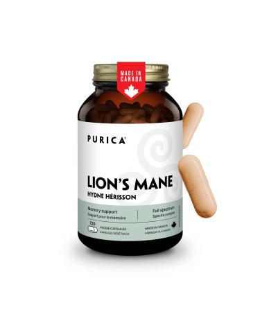 PURICA - Lion's Mane Micronized Mushrooms 120 Vegan Capsules 60-Day Supply - Promotes Cognitive Health - Non-GMO and Gluten-Free - Focus and Memory Support - Brain Health and Improve Digestion 120 Count (Pack of 1)