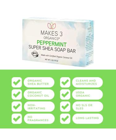 Buy Peppermint Shea Butter Bar Soap - Refreshing 4 Oz | International Shipping Available - Buy Online on GoSupps.com