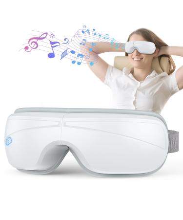 mivo Eye Massager with Heat - Headache Relief Rechargeable Heated Eye Mask for Dry Eyes & Sinus Cordless Electric Gadget for Screen Fatigue & Stress Relief Ideal Gift for Parties & Travel (White)