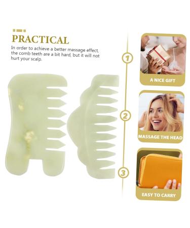 Beavorty 2-Pack Jade Comb - Skin Care Tools for Face & Scalp Massage | Chinese Gua Sha Stone for Enhanced Relaxation - Buy Online on GoSupps.com