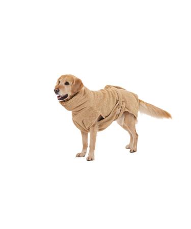 Lill's dog wadder 100% organic cotton bathrobe dog extra absorbent sand (beige/cream) (L: 60 cm back length) L: 60 cm back length sand (beige/cream)