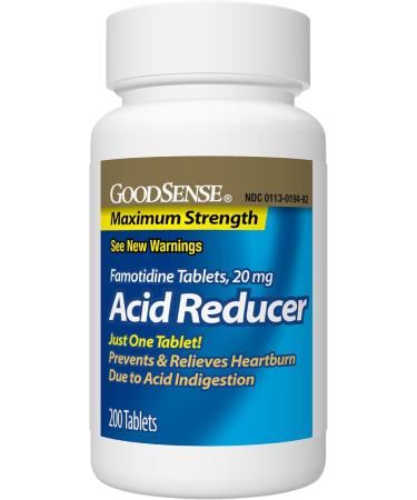 GoodSense Maximum Strength Famotidine Tablets 20 mg Acid Reducer for Heartburn Relief 200 Count - Buy Online on GoSupps.com