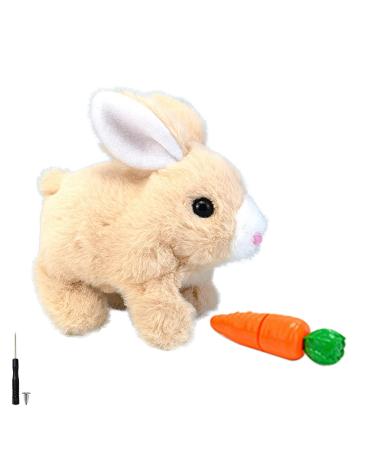 Woeau Rabbit Toys for Kids- Rabbit Toy with Carrot Funny Plush Stuffed Bunny Toy with Sounds and Movements Electronic Pets Walking and Talking Bunny Toy (Brown)